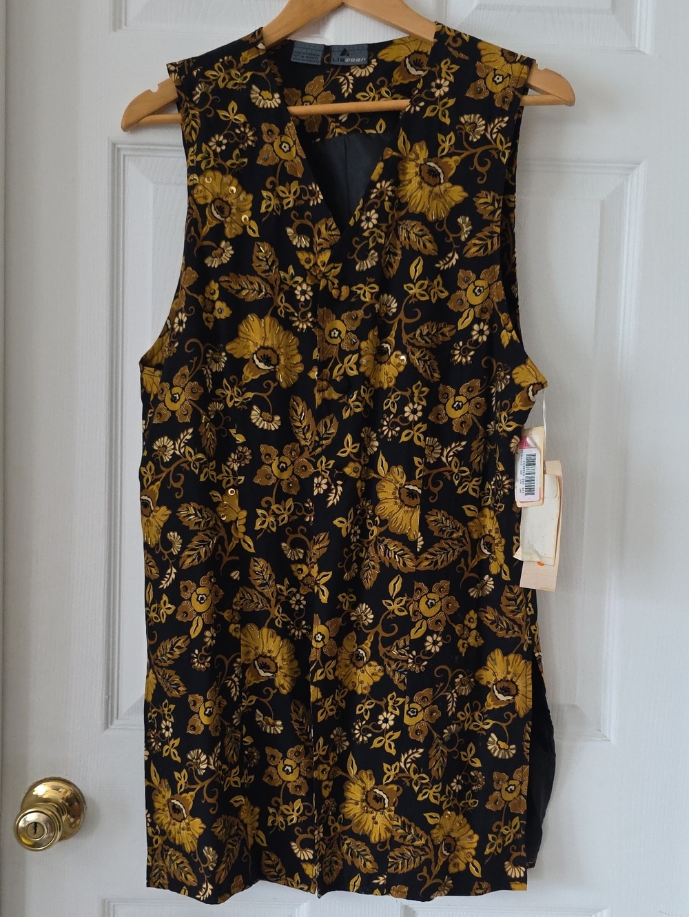 Vintage Lizwear Long Sleeveless Floral Button-Front Vest New With Tags